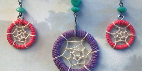 Dreamcatcher necklace and earrings