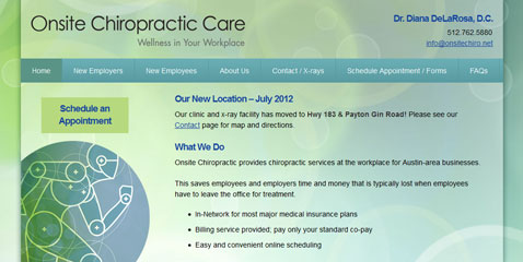 Onsite Chiropractic Care website